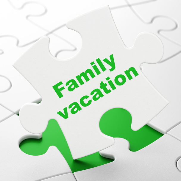 Travel concept: Family Vacation on puzzle background - Foto, Imagen