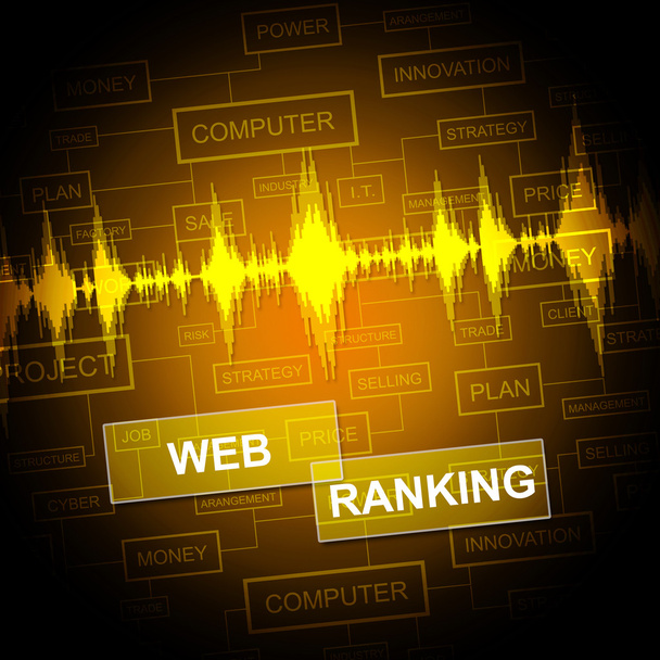 Web Ranking vertegenwoordigt zoekmachine en Keyword - Foto, afbeelding