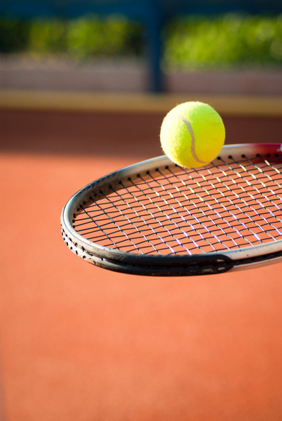 Tennis racket and tennis ball - Φωτογραφία, εικόνα
