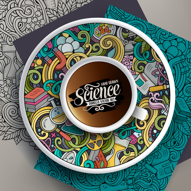 Kahve fincanı ve elle çizilmiş piknik doodle'ları - Vektör, Görsel