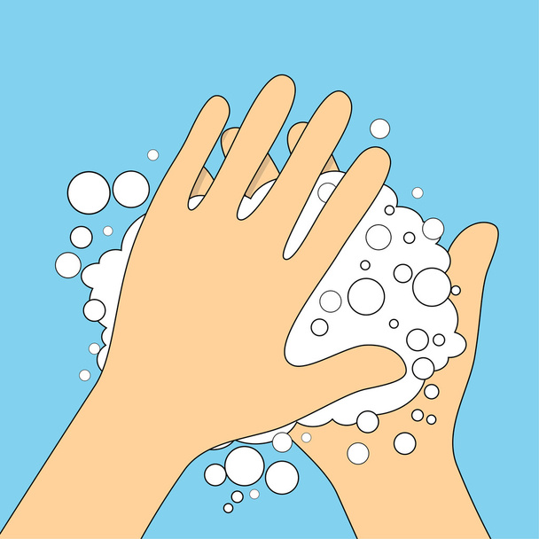 Lavar a mano espuma de agua limpia
 - Vector, Imagen