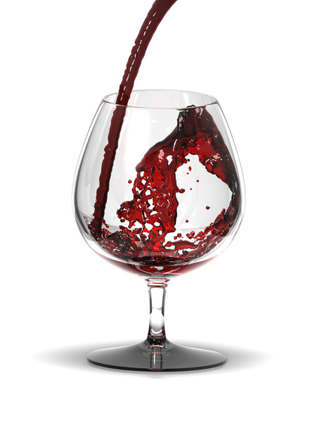 czerwone wino w szkło nad białym - Zdjęcie, obraz