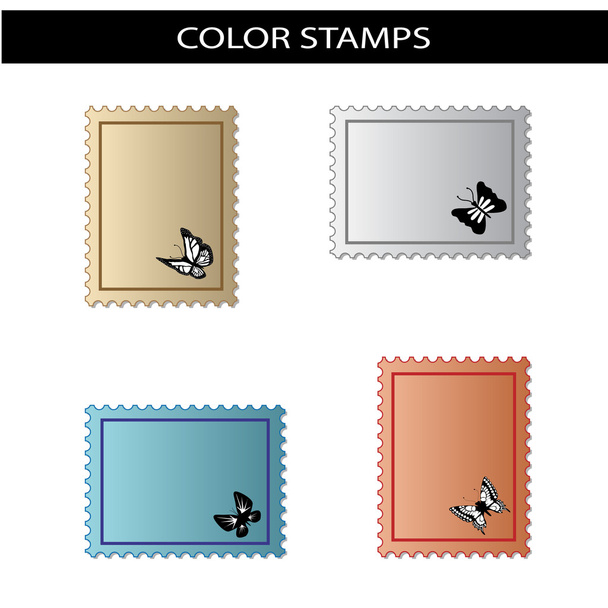 Vector stamps with butterfly - Vector, Image