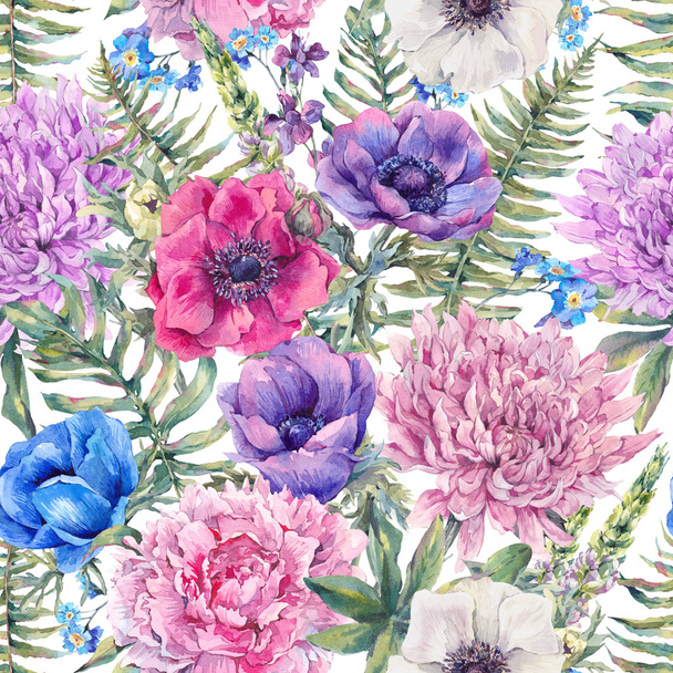 Акварель винтажный цветочный бесшовный узор
 - Фото, изображение