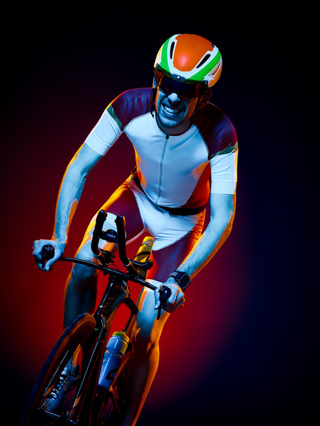 man cyclist cycling bicycle triathlon isolated - 写真・画像