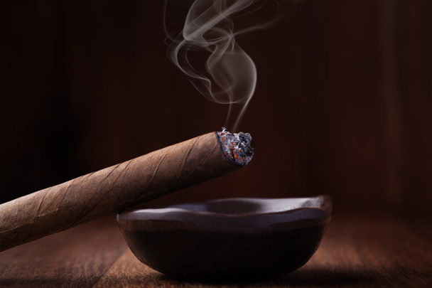 Kubanische Zigarre im Aschenbecher - Foto, Bild