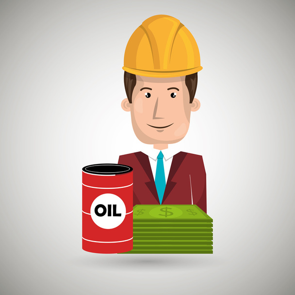 man and oil isolated icon design - Vector, Image