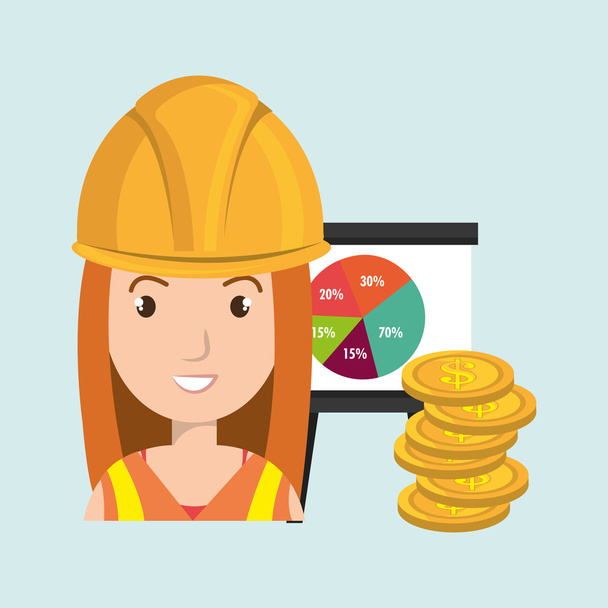 woman and industry isolated icon design - Vector, Image