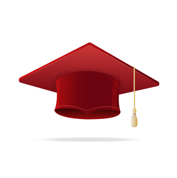 Student Hat Red Graduated. Vector - Διάνυσμα, εικόνα