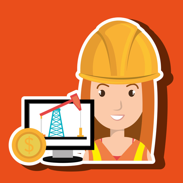 oil worker person isolated icon design - Vector, Image