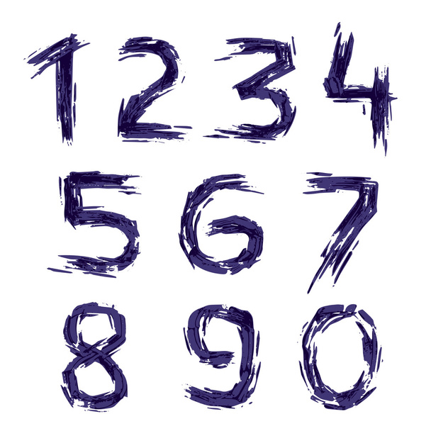 Logotipos de juego de números dibujados a mano con cepillo seco
. - Vector, Imagen