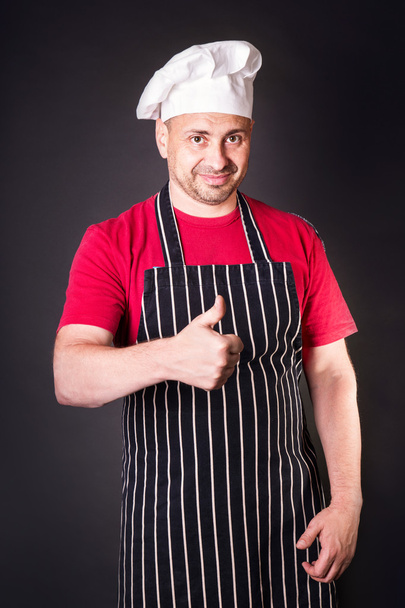 Retrato de um cozinheiro fazendo símbolo de sucesso
 - Foto, Imagem
