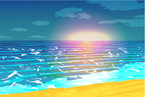 Sunset over the ocean vector - Vector, Image