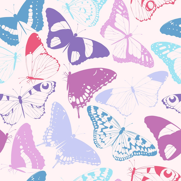 Seamless butterfly silhouettes - Vector, Image