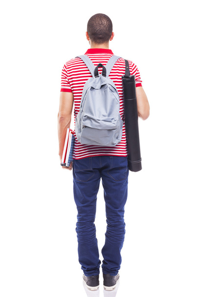 student standing with backpack and notebooks - Zdjęcie, obraz