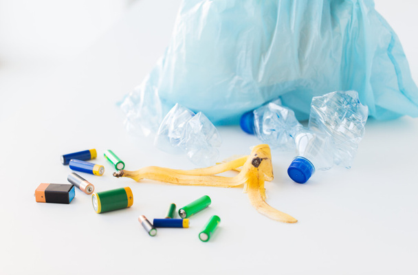 close up of rubbish bag with trash - 写真・画像