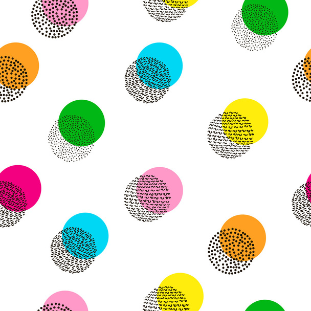 Circles colorful seamless pattern. Bright background. 80's - 90' - Vector, Image