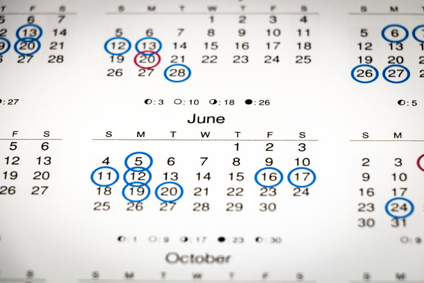 Datas marcadas no calendário
 - Foto, Imagem