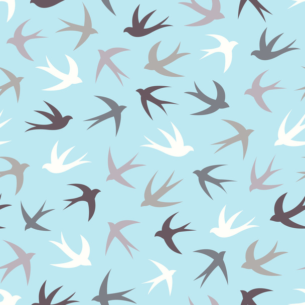 Seamless pattern with a flock of swallows. - Vector, Image