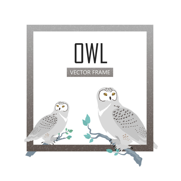 Snowy Owls Flat Design Vector Illustration - Vector, imagen