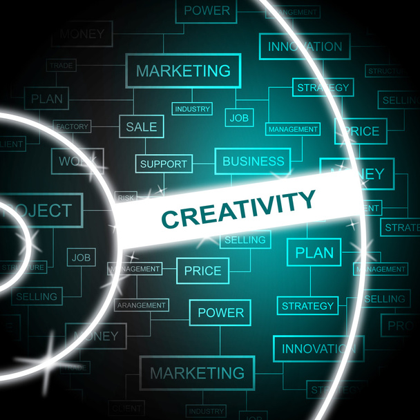 Creativiteit Word toont creatieve visie en verbeelding - Foto, afbeelding