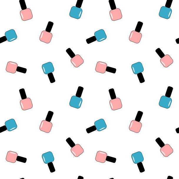 cute lovely cartoon pink and blue nail polish seamless vector pattern background illustration - Vector, Image