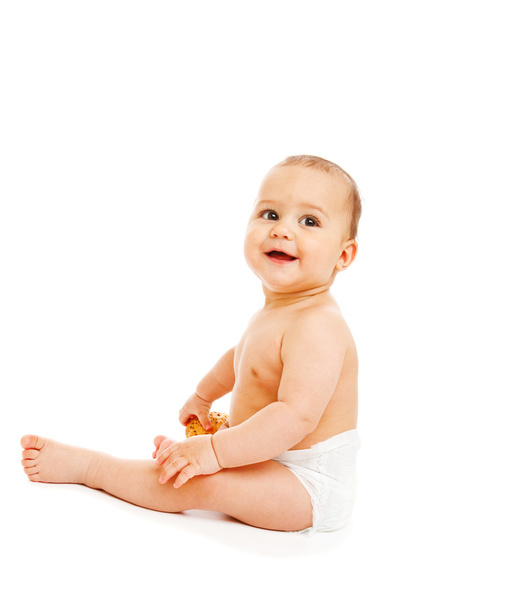 Baby boy in diaper - Фото, изображение