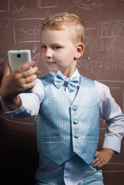 Little schoolboy makes a selfie, - Photo, Image