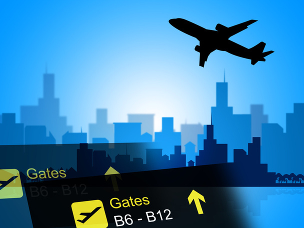 Lot miasta reprezentuje samolotu harmonogramy i samolotów - Zdjęcie, obraz