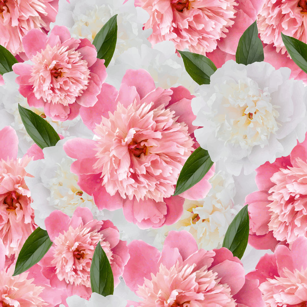 άνευ ραφής λουλουδάτο μοτίβο με ροζ παιώνιες - Διάνυσμα, εικόνα