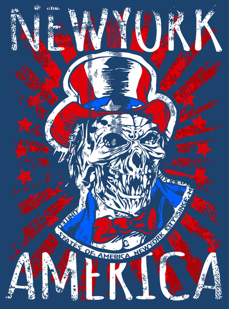 illustratie van Amerikaanse vlag gekleurde hoed op schedel - Vector, afbeelding