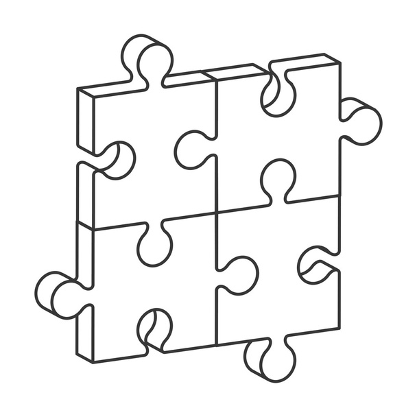 square in four puzzle pieces icon - Vector, Image