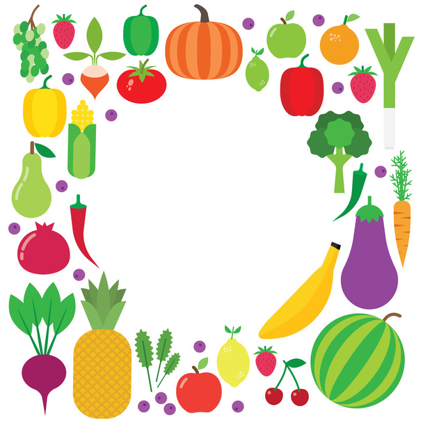 Fondo vectorial de frutas y verduras
. - Vector, Imagen