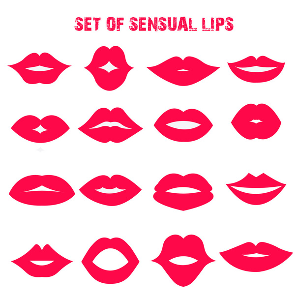 Conjunto de labios sensuales. Estilo plano. Ilustración vectorial
. - Vector, imagen