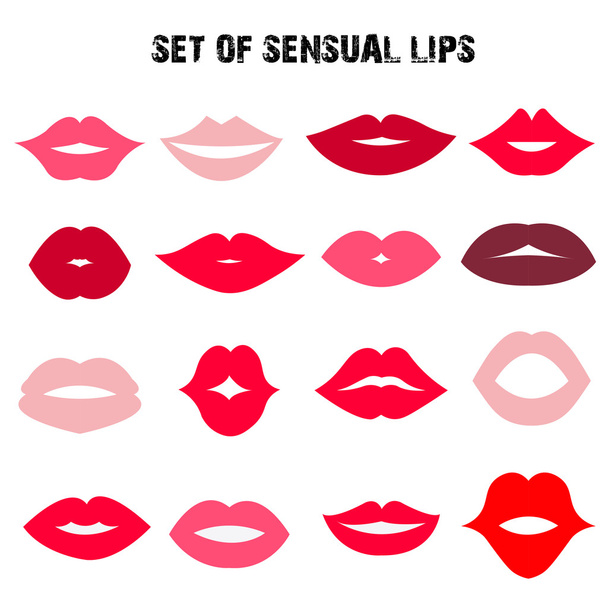 Conjunto de labios sensuales. Estilo plano. Ilustración vectorial
. - Vector, imagen