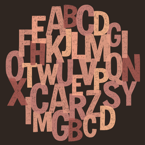 Cartel en pizarra con letras de tiza del alfabeto
 - Vector, Imagen