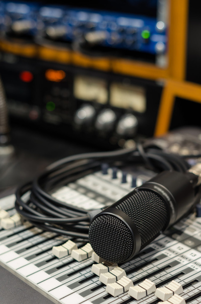 microphone with equipment on mixer - Photo, Image