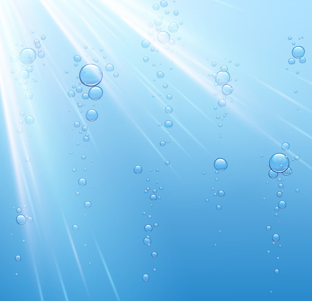 Blue water background with bubbles - Vector, Image