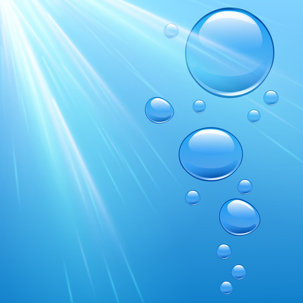 Blue water background with bubbles - Vector, Imagen