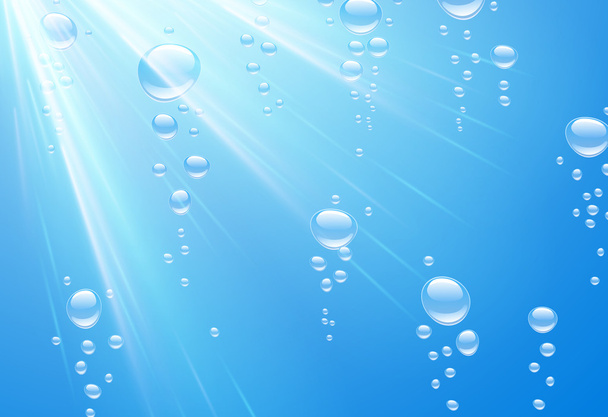 Blue water background with bubbles - ベクター画像