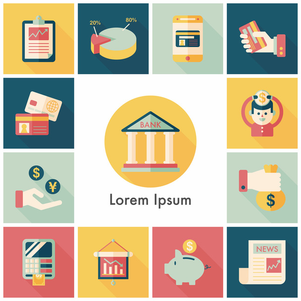 Financial and business icons set - Vector, Image