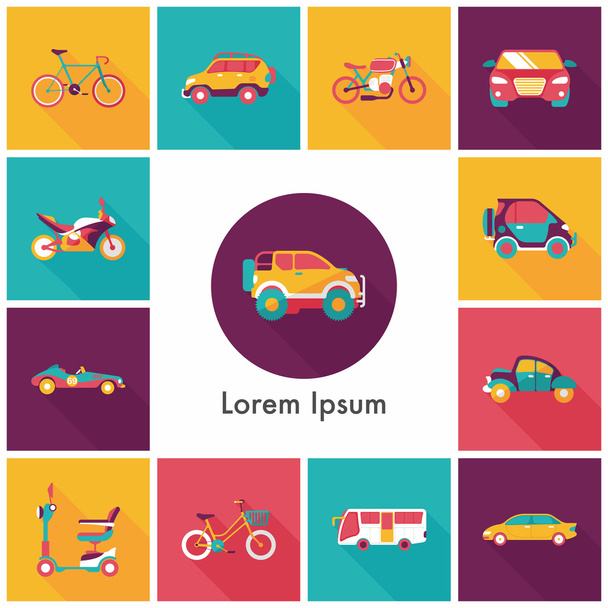 Transportation and vehicle icons set - Vector, Image