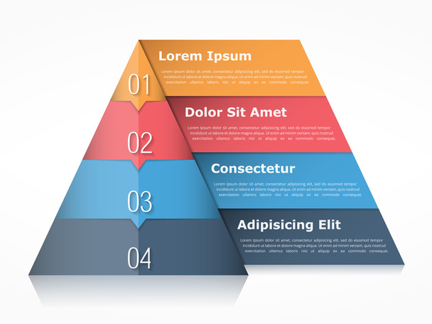 Pyramid Infographics Four Elements - Vector, Image