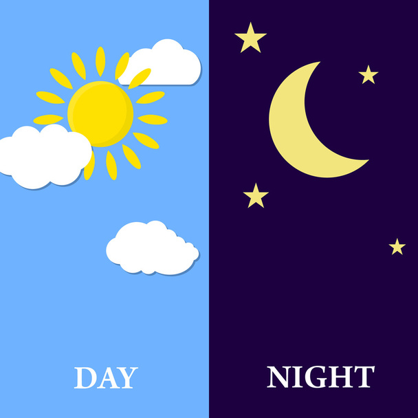 Vector illustration of day and night. - Διάνυσμα, εικόνα