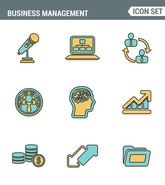 Icons line set premium quality of business people management, employee organization. Modern pictogram collection flat design style symbol . Isolated white background - Vector, Image