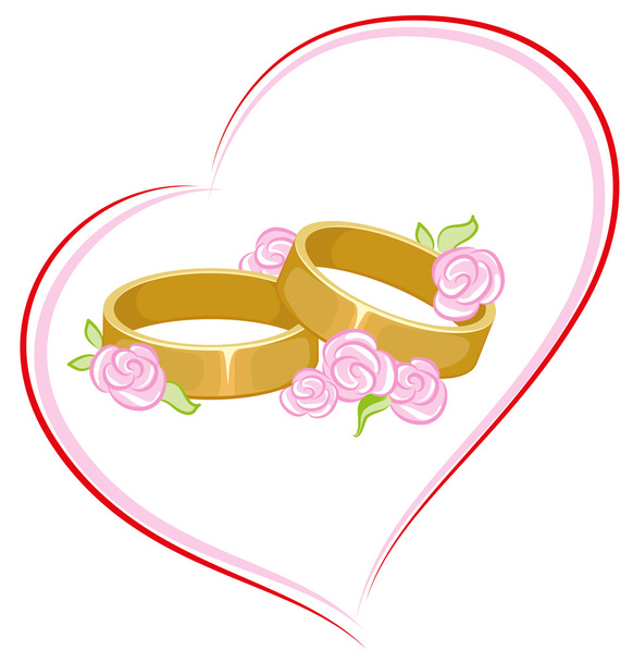 A virágok esküvői Jegygyűrűk - Vektor, kép
