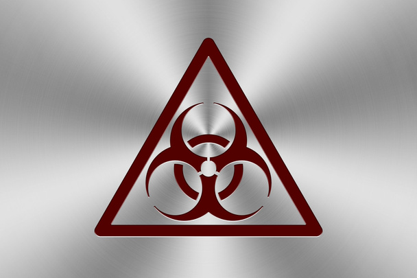 biohazard icon chrome aluminium texture. - Photo, Image