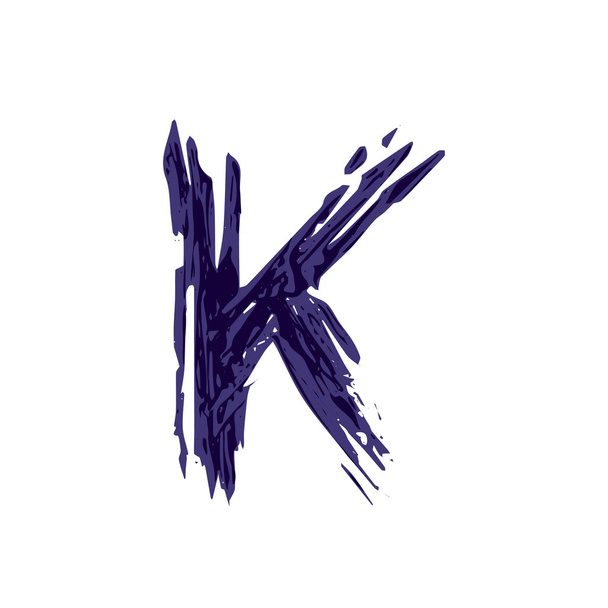 乾いたブラシで描画された文字 K ロゴ手. - ベクター画像