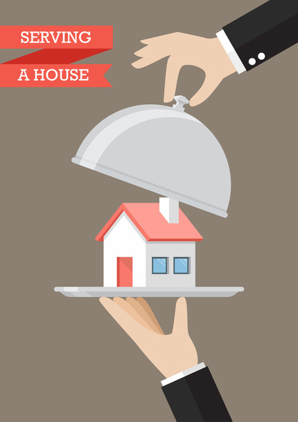 Waiter serving a house - Vector, Image