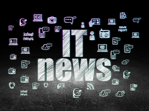 News concept: IT News in grunge dark room - Foto, immagini